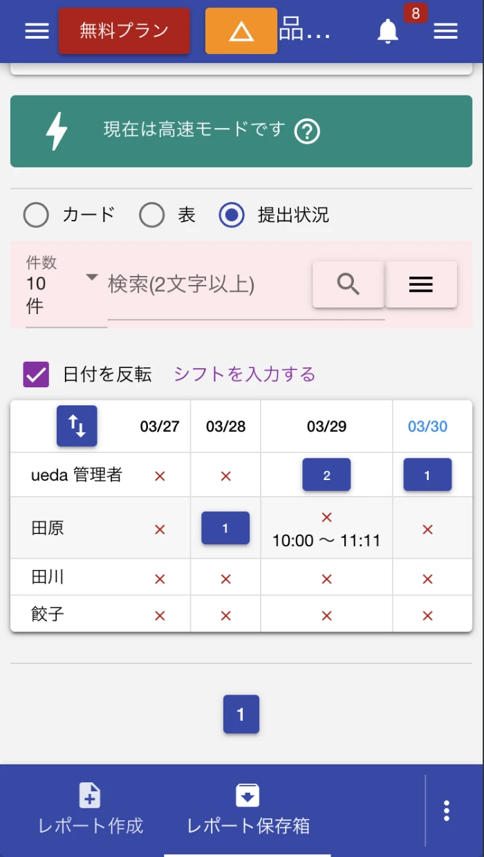 未提出者は誰ですか？提出状況表を使えば、日報や点検記録の提出状況を一目で把握し、必要な対応を素早く行えます