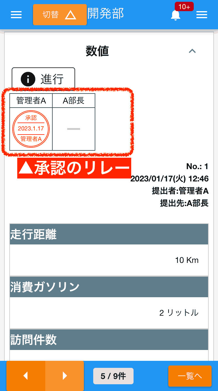 複数人による承認のリレーが可能です