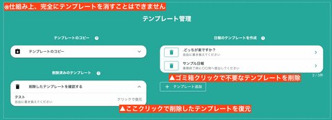 テンプレートの削除と復元