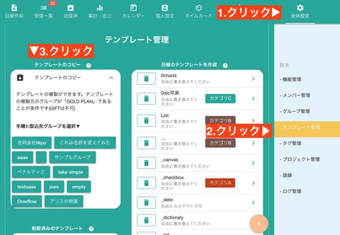 他のグループのテンプレートをインポートする