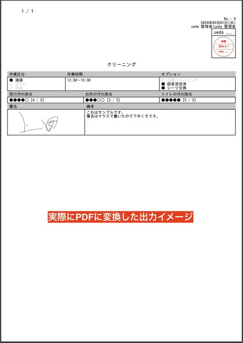 手書きの署名はPDF内に埋め込まれて表示されます